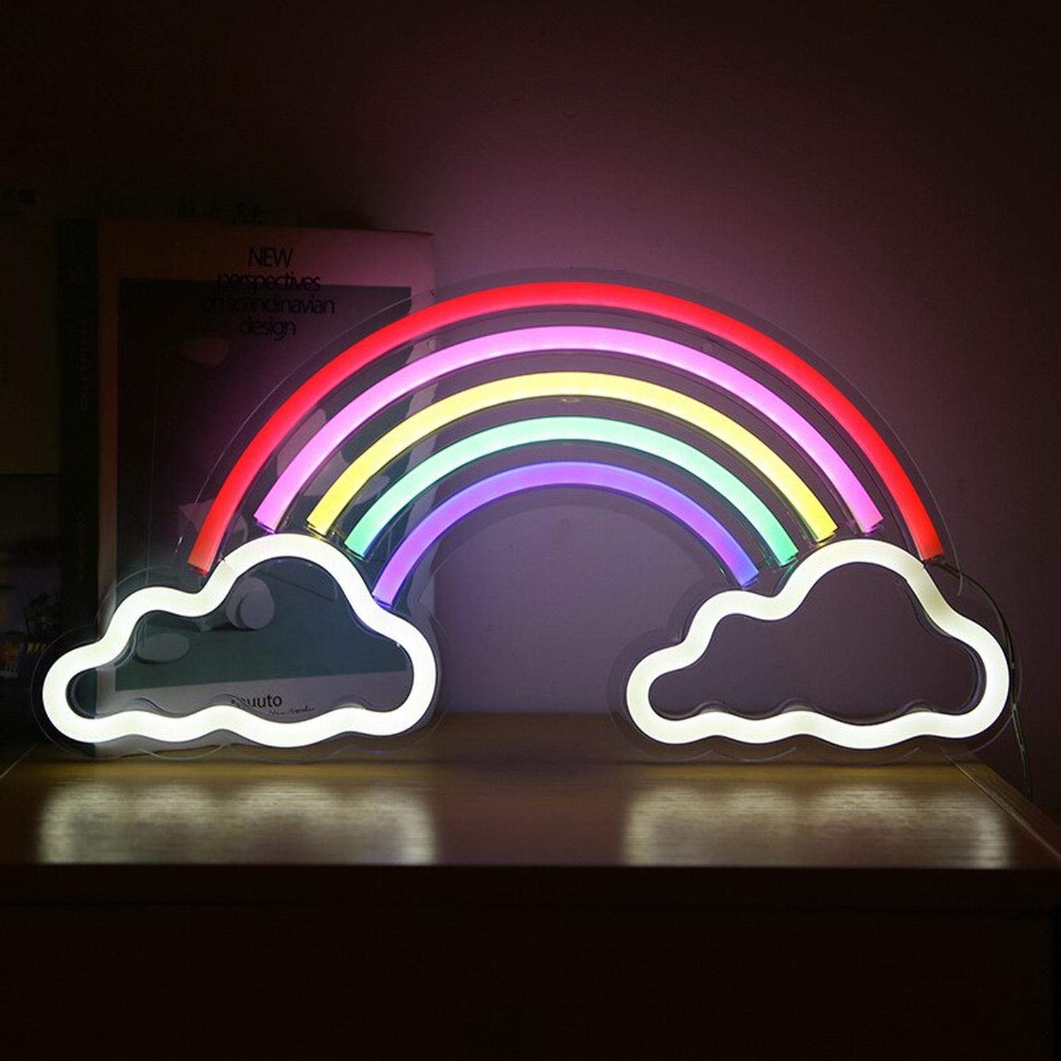 Неоновая лампа LED Rainbow on Clouds USB светильник художественный неоновый бар вечеринка настенная декорация детский подарок, фото №4