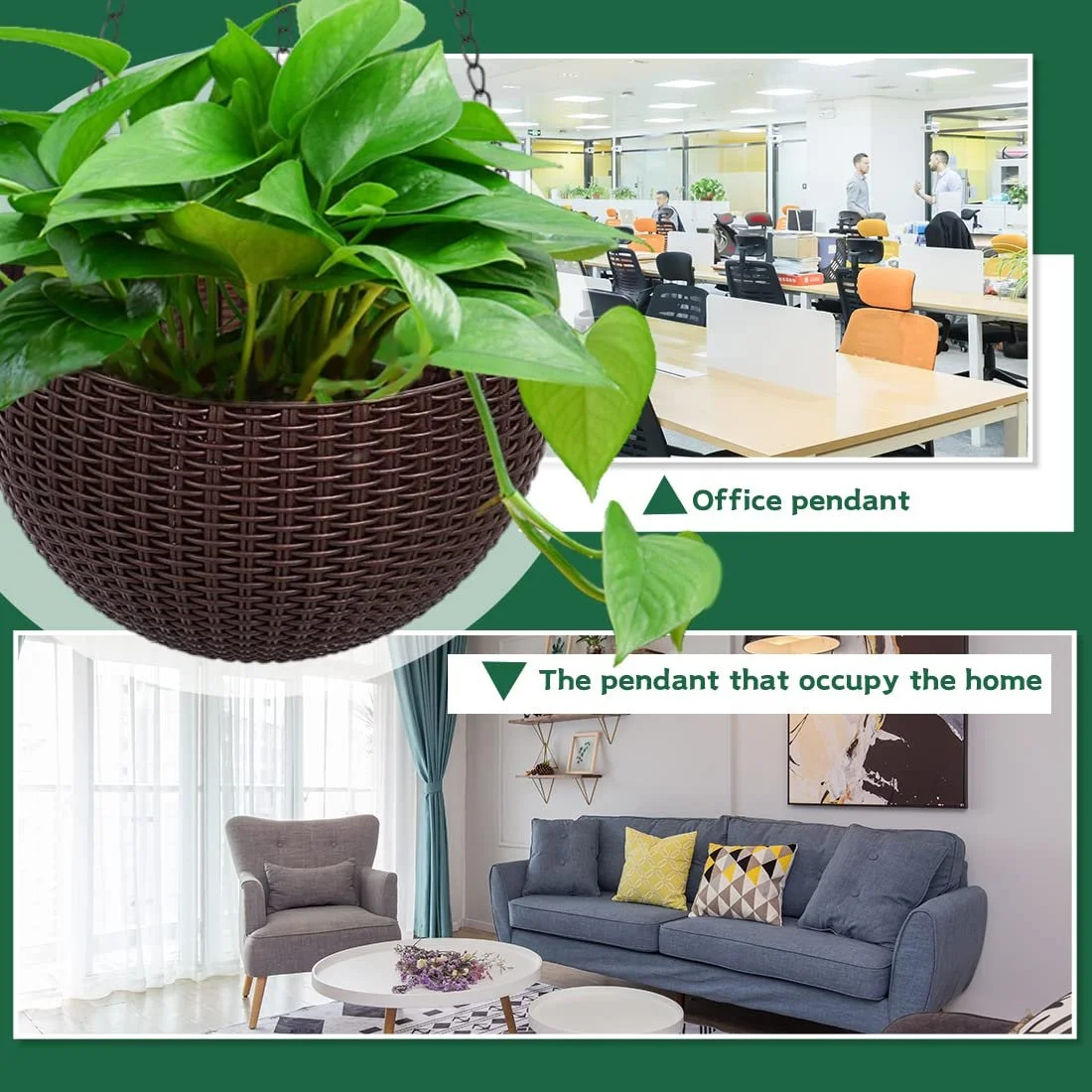 Подвесная корзина Цветочный горшок Уличный с отверстиями и цепочками, фото №6