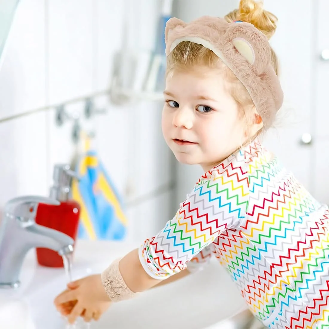 Набір: Пов'язка для обличчя для спа, напульсники, м'яка, фото №3