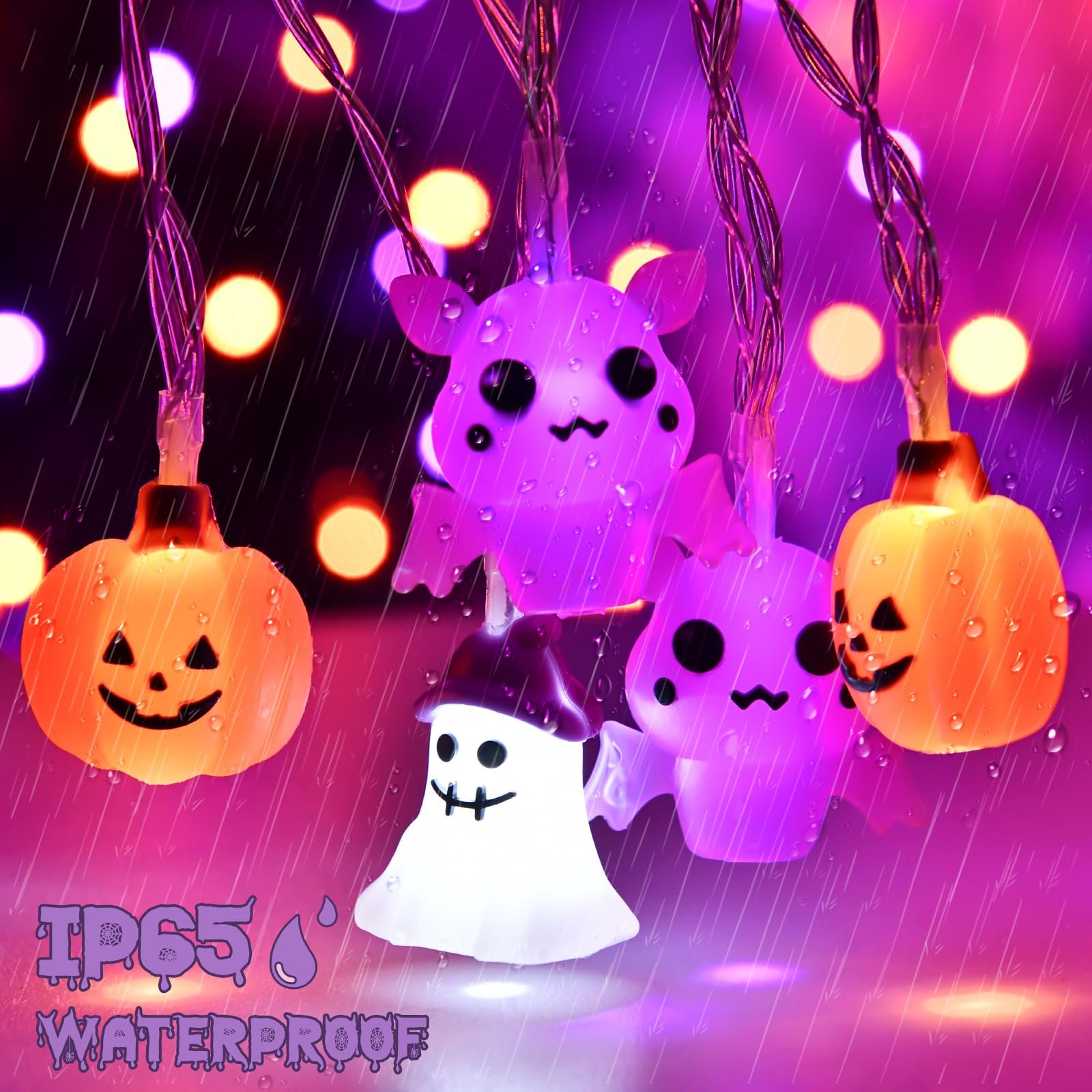 Гирлянда Gcstnn Halloween Тыква Летучая мышь Привидение 3 м 20 LED оранжевый, фото №3