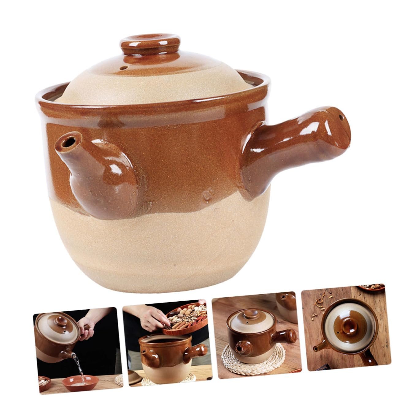 Кастрюля Toyvian с крышкой небольшая глиняная для супа и риса, фото №7