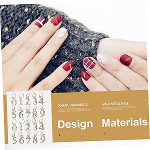 Подвеска для ногтей Healvian Набор 40 шт. Крест Сердце с цифрой Золотой край synthetic.ua - Фото 1