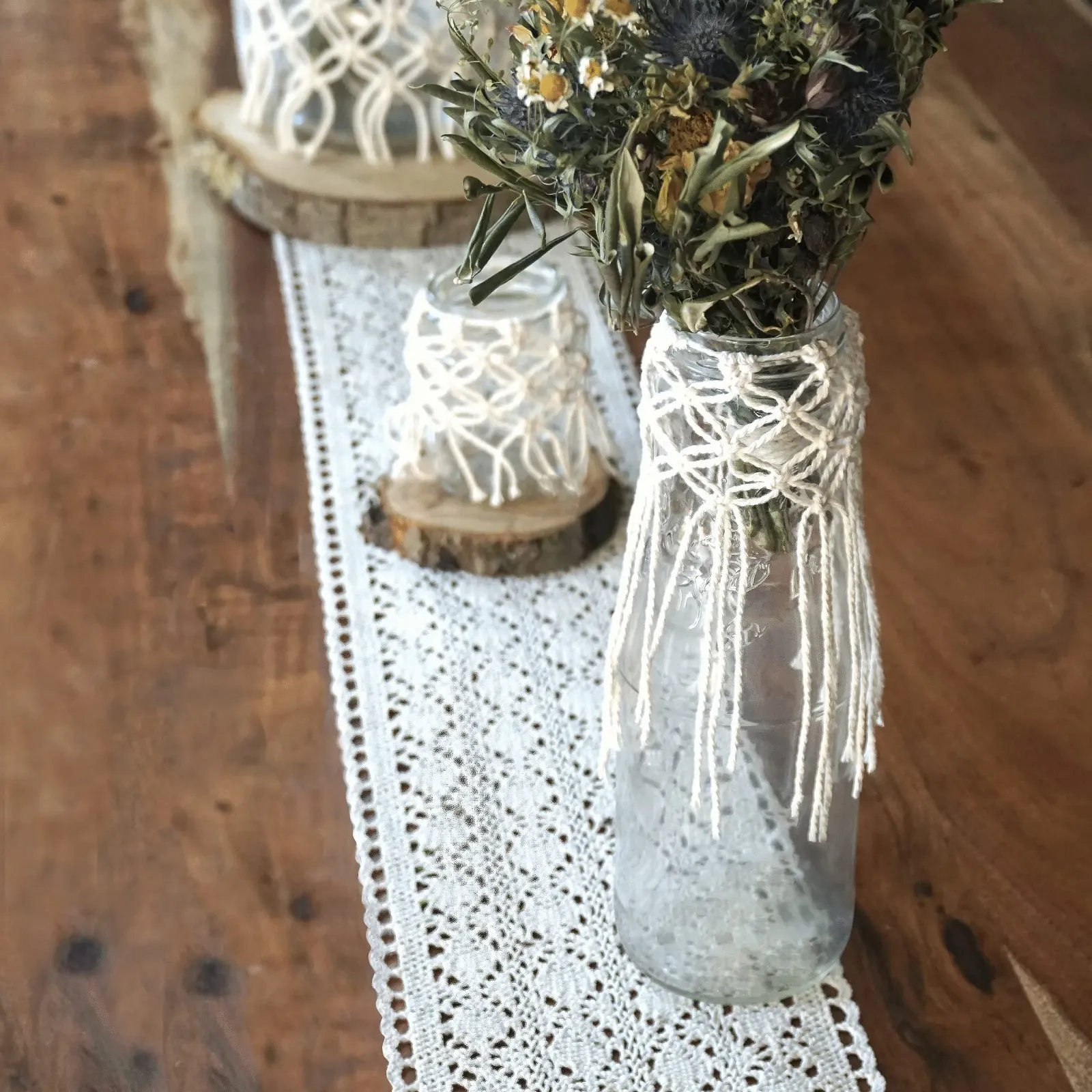 Ранер для столу Macrame Boho Rustic Lace Linen Natural 15 x 200 см Beige Cream 5 шт., фото №3 Ранер для столу Macrame Boho Rustic Lace Linen Natural 15 x 200 см Beige Cream 5 шт., фото №3