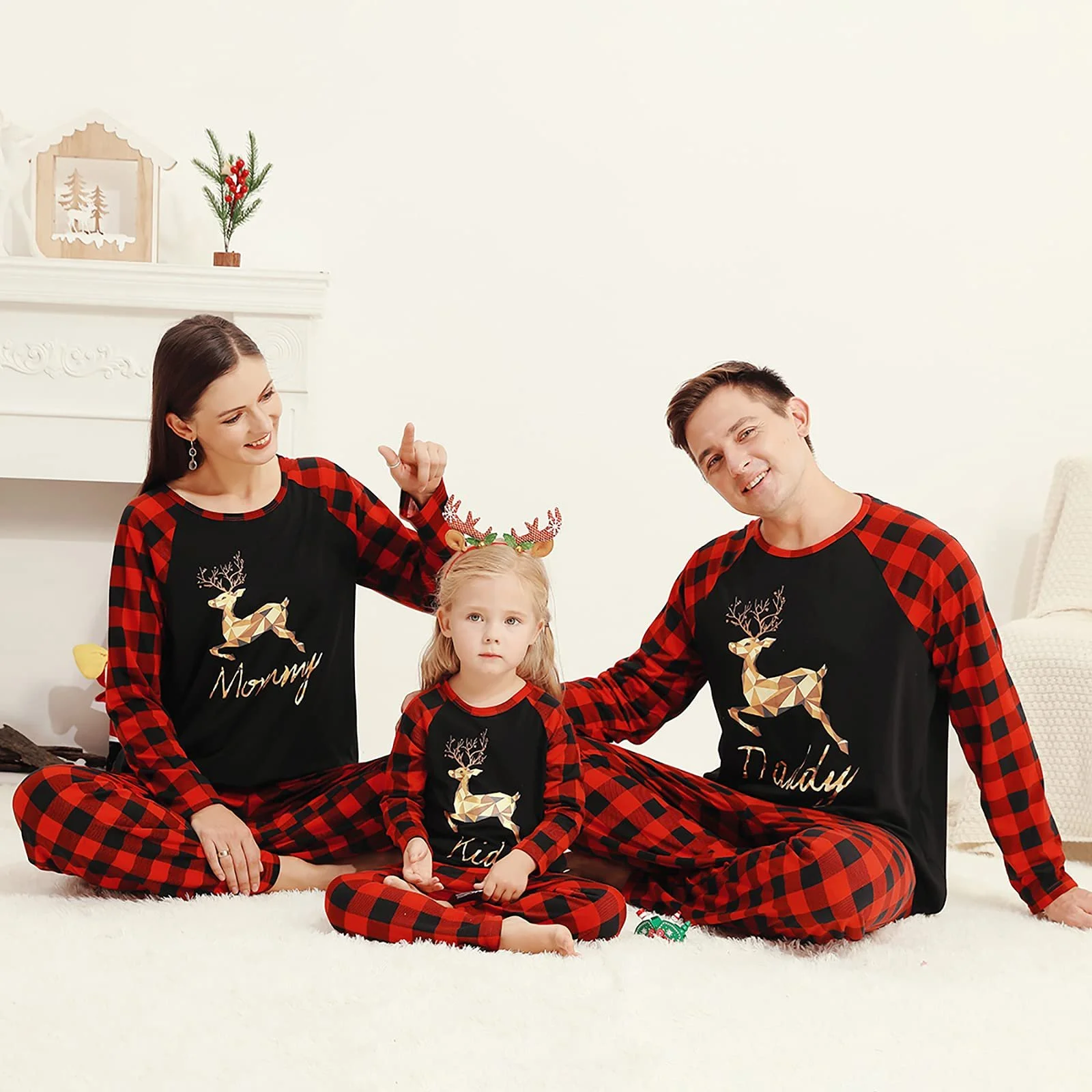 Комплект піжам Hinzonek Різдвяна сімейна Олень картата, фото №3