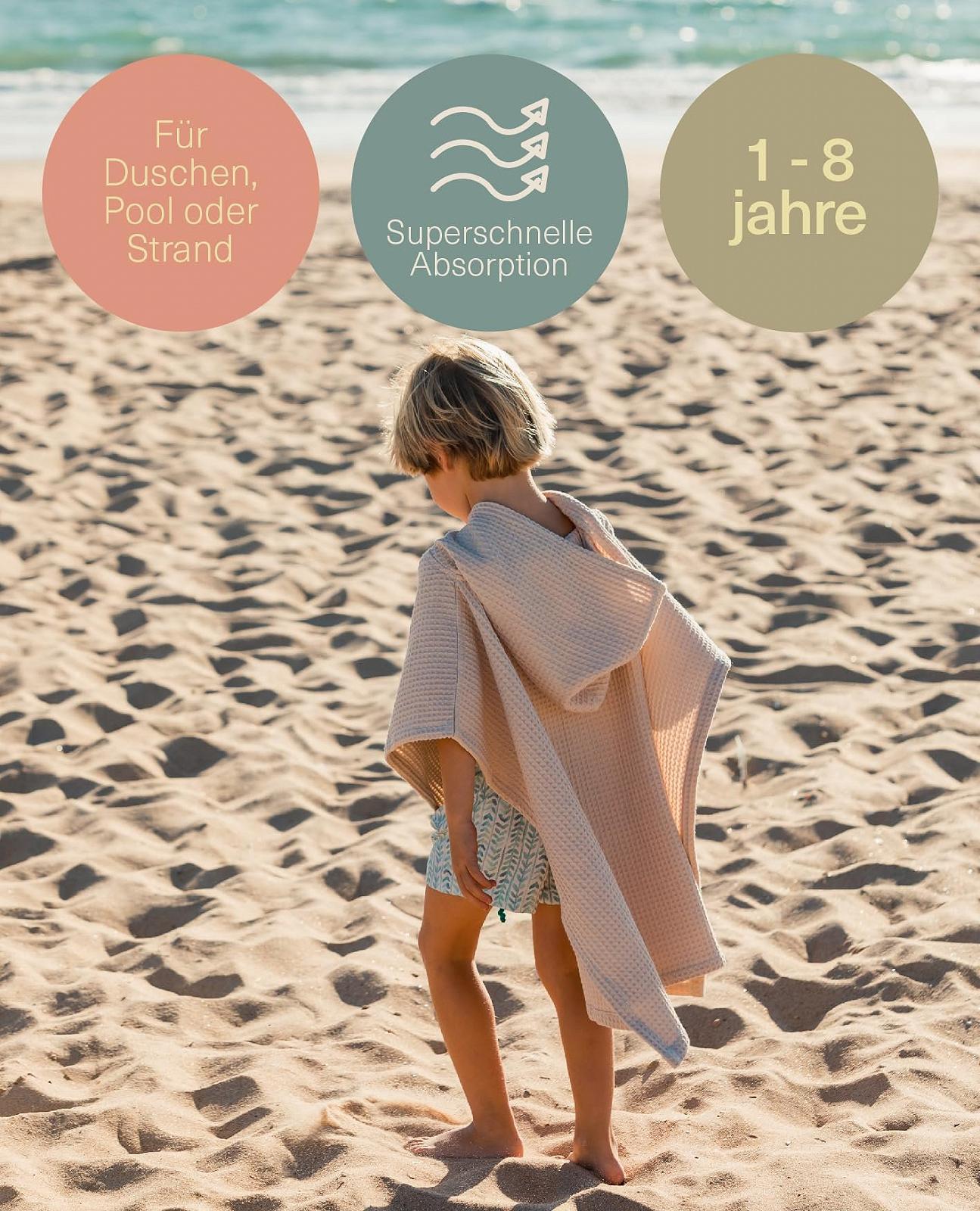 Пончо для ванны Molis&co Zinnia для детей 7-8 лет с капюшоном. Легкий и компактный халат для детей, фото №2