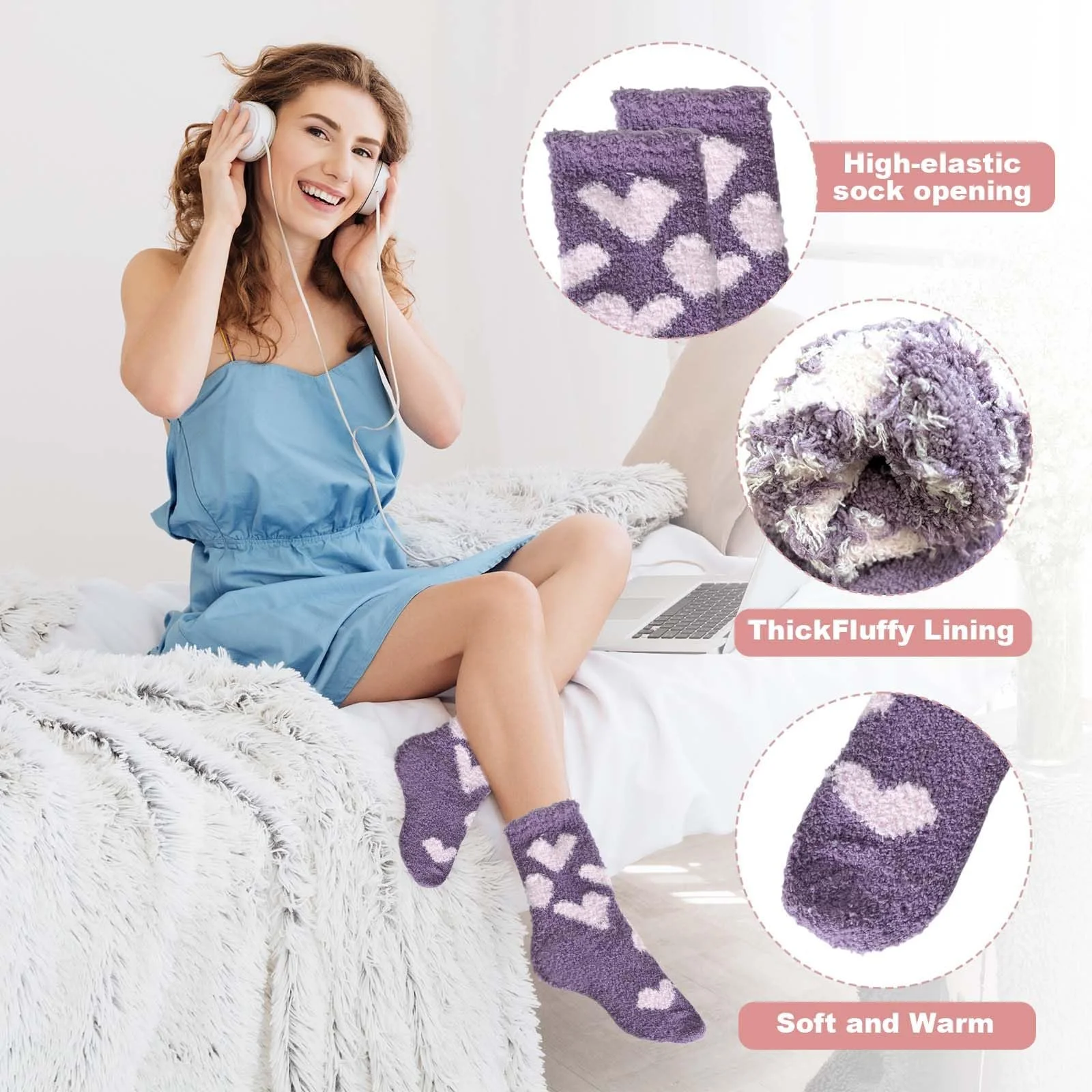 Пухнасті шкарпетки для жінок, 3 пари, фото №5 Пухнасті шкарпетки для жінок, 3 пари, фото №5