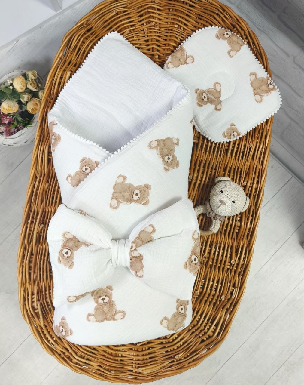 Демисезонный-летний набор для новорожденного, белый, фото №4