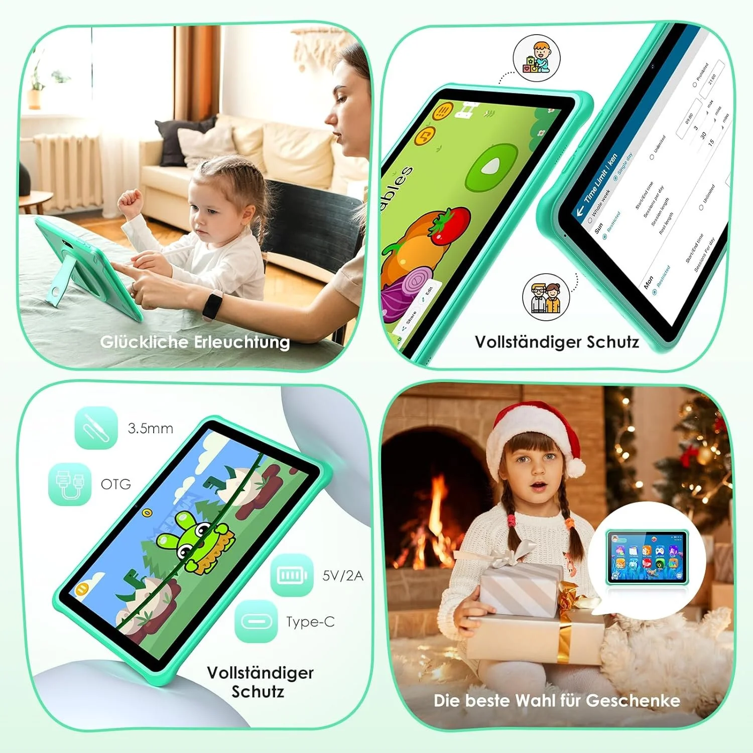 Планшет 10.1" FASTWD L211 12+24/128Gb 8 ядер Android 14 8000 mAh Зелений, фото №5