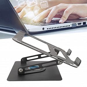Подставка для ноутбука металлическая регулируемая по углу и высоте для планшетов и мобильных телефонов с нескользящим основанием, стабильная и прочная synthetic.ua - Фото 1