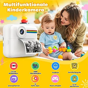 Детский фотоаппарат мгновенной печати 48MP 2.4 Inch HD Screen 1080P 32GB 3 Rolls of Paper synthetic.ua - Фото 1