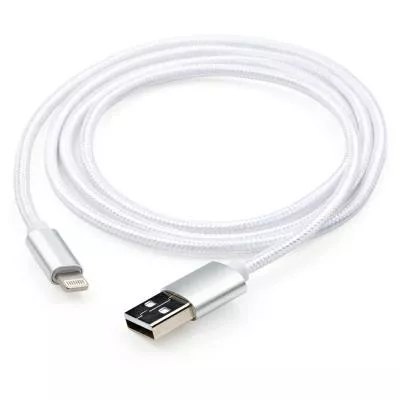 Дата кабель USB 2.0 AM to Lightning 1m nylon silver Vinga VCPDCLNB1S, фото №6