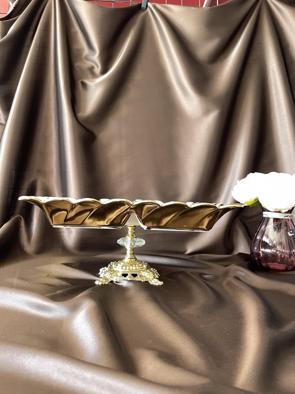 Менажниця, блюдо фарфор з золотим декором на ніжці Розкіш 25х25 см, фото №3