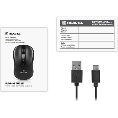 Мышка REAL-EL RM-450W Wireless/Bluetooth Black/Gray (EL123200046), фото №10 Мышка REAL-EL RM-450W Wireless/Bluetooth Black/Gray (EL123200046), фото №10