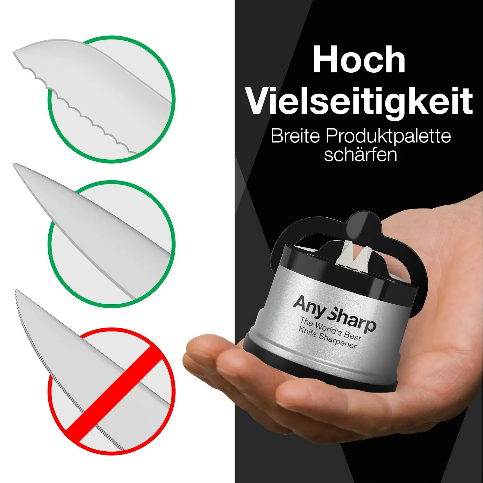 Точилка для ножей AnySharp PowerGrip Compact Серебристая, фото №5