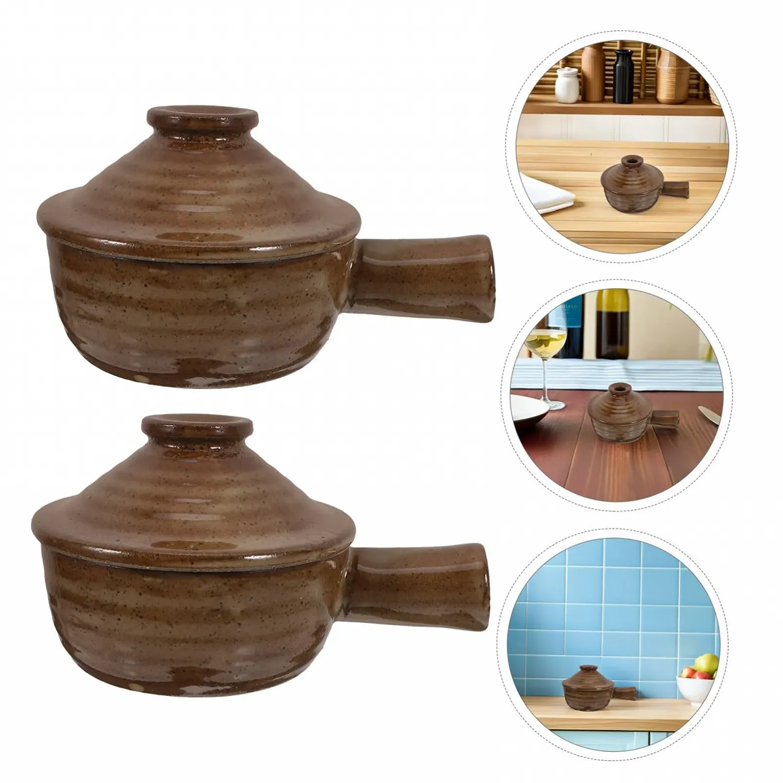 Кастрюли для микроволновой печи Cabilock керамические 2 шт. с крышками, фото №8