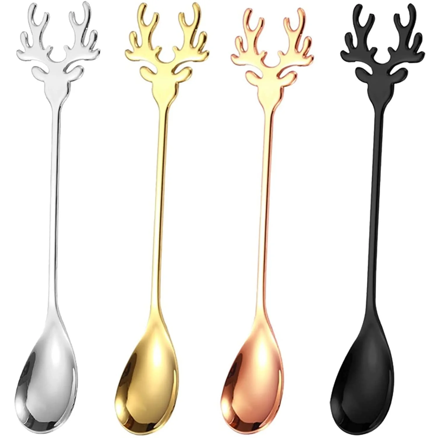 Набір з 4 кавових ложок Elk Spoon з нержавіючої сталі, довга десертна, фото №1