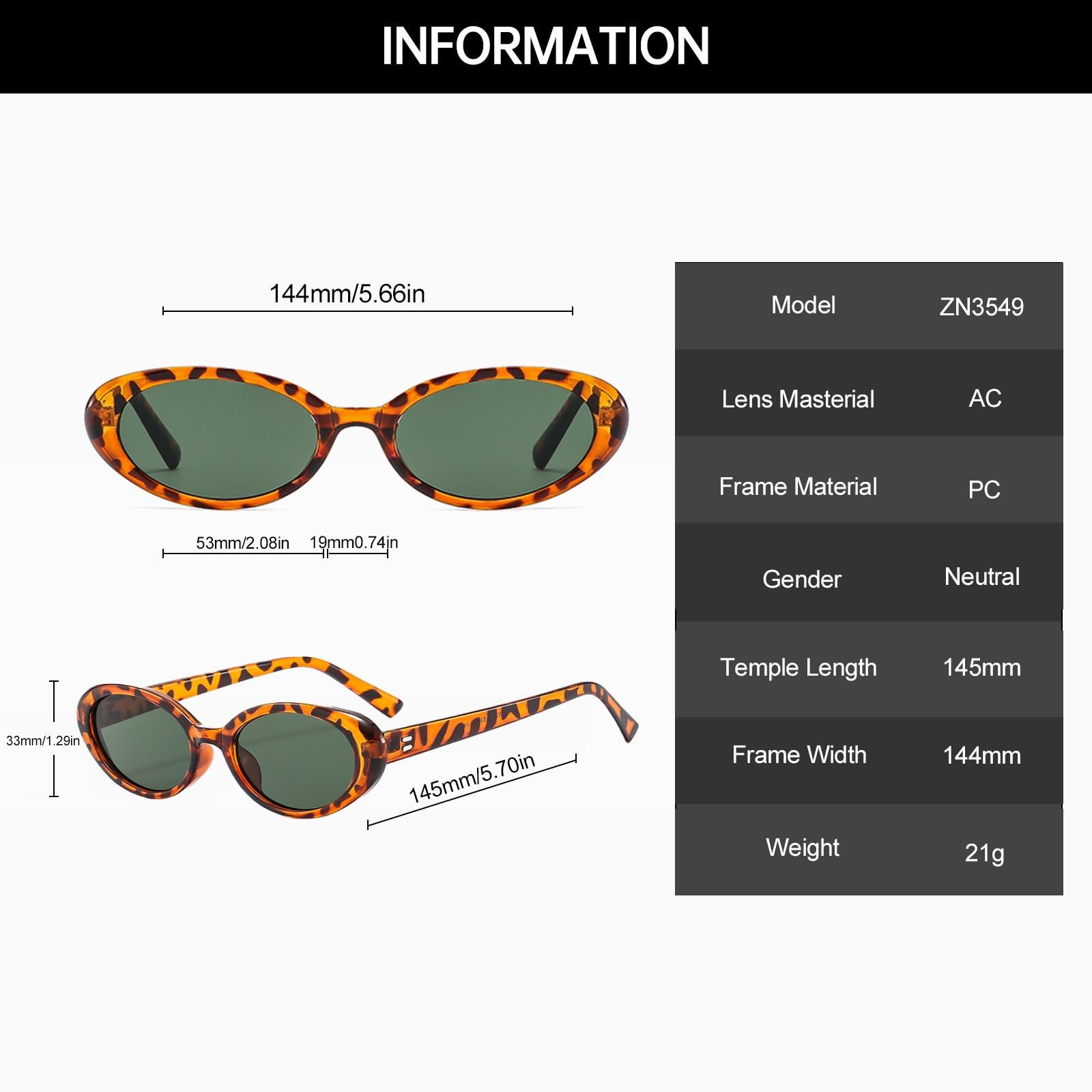 Сонцезахисні окуляри Овальні YAMEIZE Ретро 90-х Маленькі для жінок Чоловіків Класичний стиль Овальні лінзи, фото №3