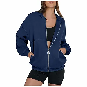 Y2K Женские свитшоты на молнии, свободного кроя, комфортные, университетские толстовки с воротником на молнии, осенние свитшоты на молнии Backwoods - Фото 1