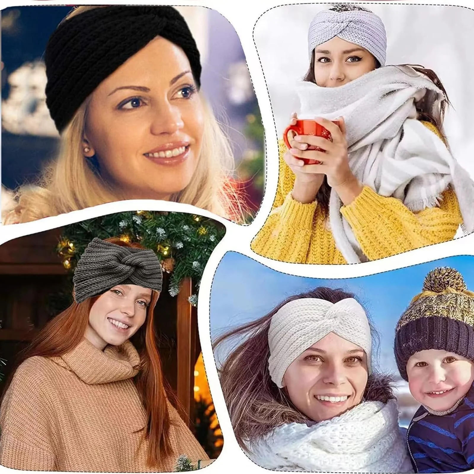 Набір із зимових в'язаних пов'язок для жінок, фото №7