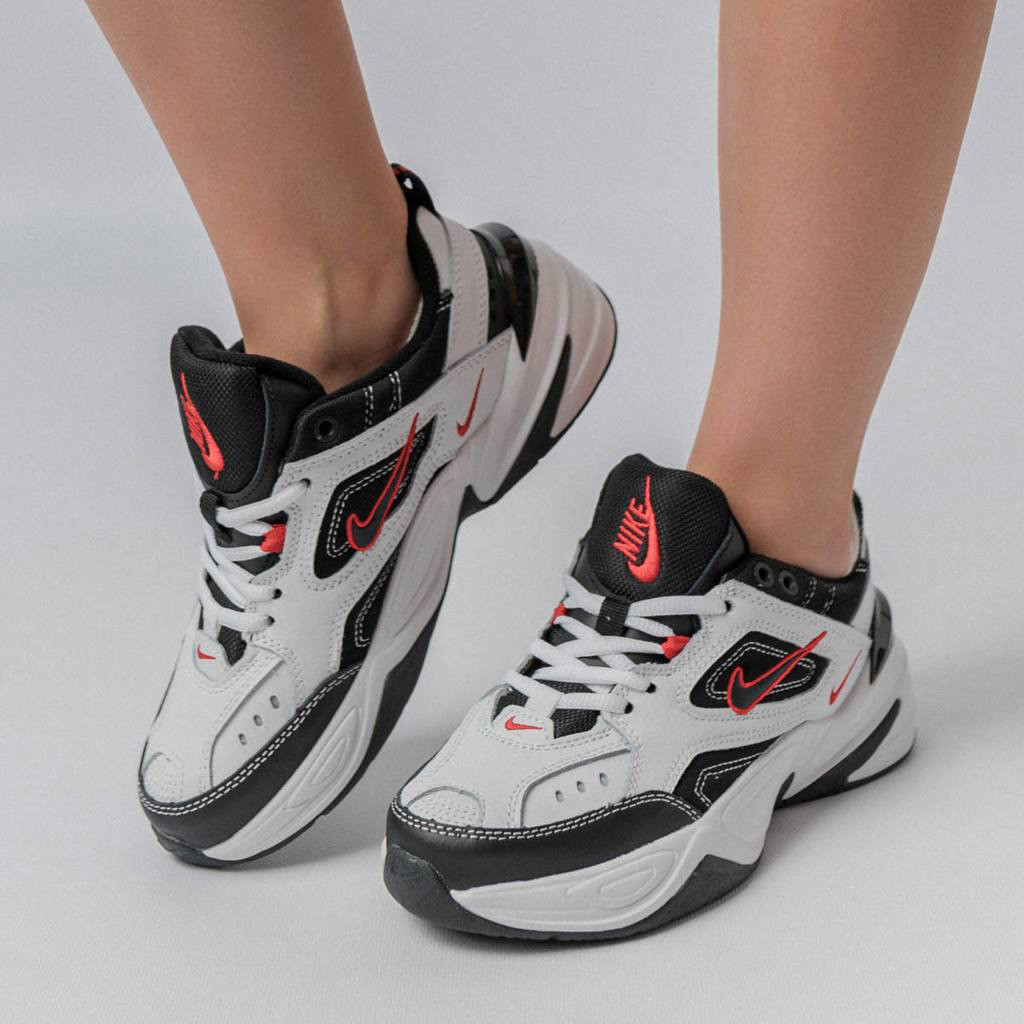 Женские кроссовки Nike M2K Tekno Premium черно белые кожаные кросы найк текно демисезонная обувь, фото №1