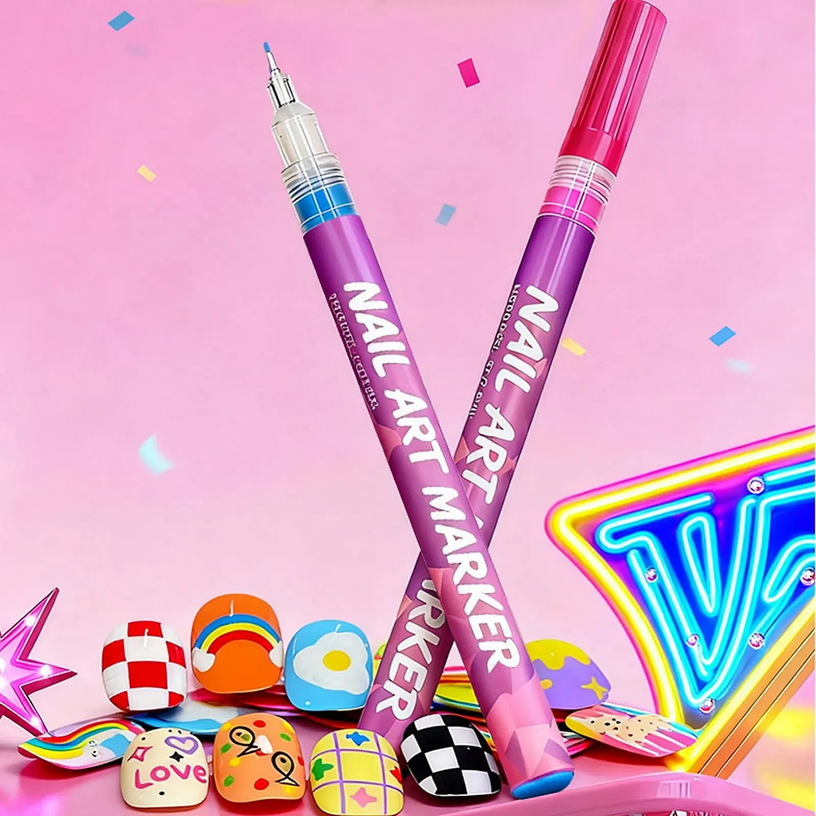 Маркери для лаку 12 кольорів DIY-Kunst Nail Markers, фото №9 Маркери для лаку 12 кольорів DIY-Kunst Nail Markers, фото №9