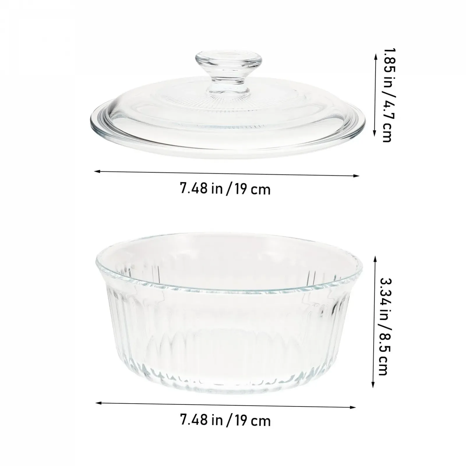 Форма для запікання кругла з кришкою боросилікатне скло, фото №2