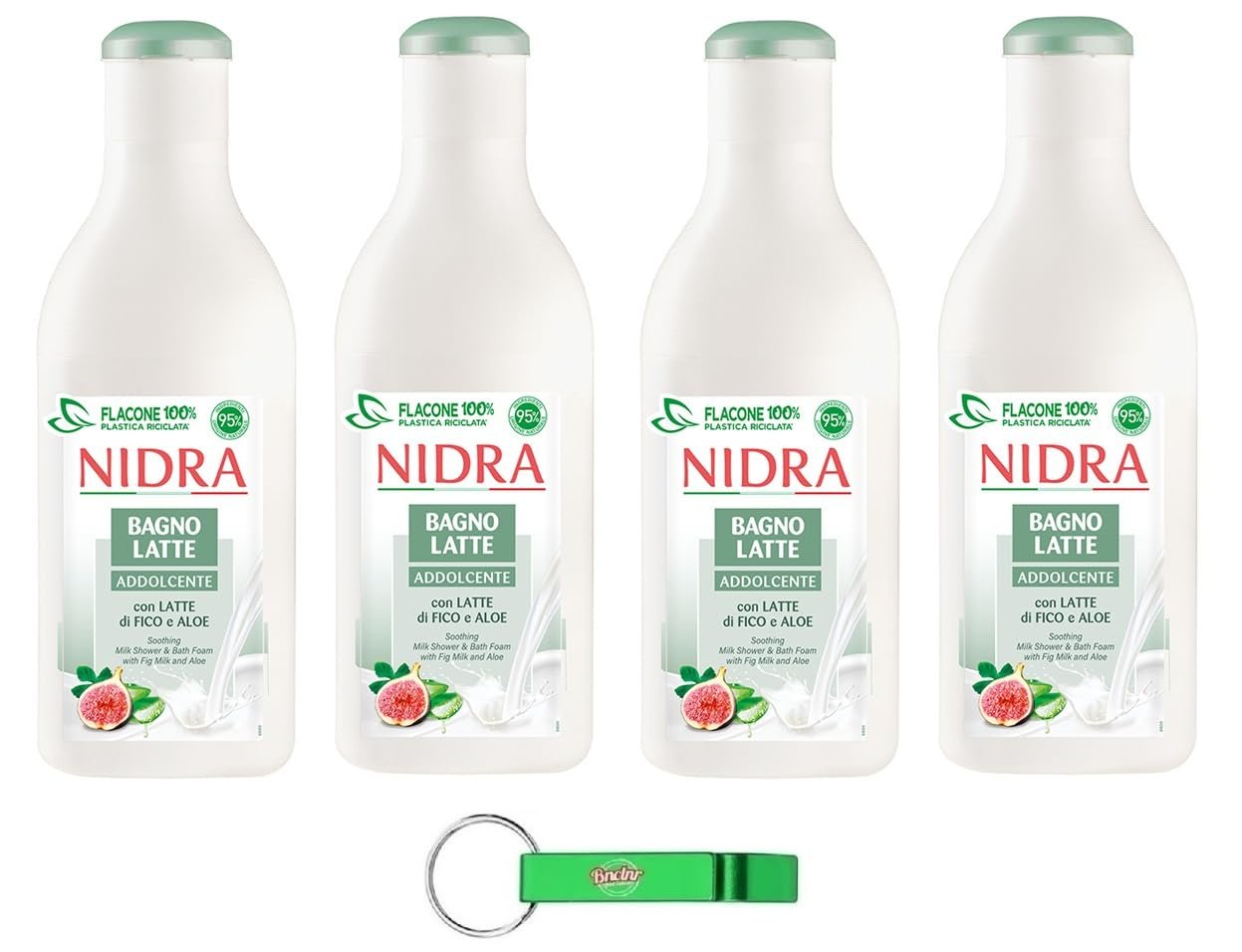 Гель для душу Nidra Addolcente з молочком інжиру та екстрактом алое 4 x 750 мл + брелок, фото №1