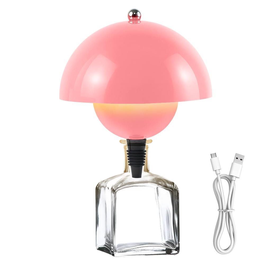 Лампа-насадка на пляшку CEWROM акумуляторна LED USB Рожева, фото №1