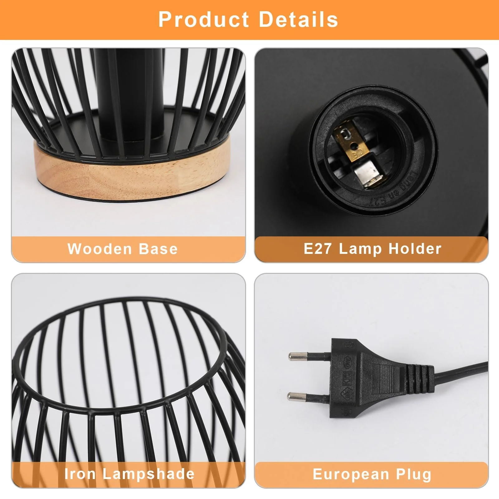 Настільна лампа Comely Ретро Індустріальна Металева клітка Чорна, фото №8