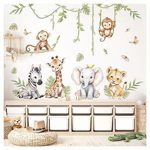 Наклейка на стену Little Deco DL5130 L Сафари Животные Жираф Лев Слон - Фото 1