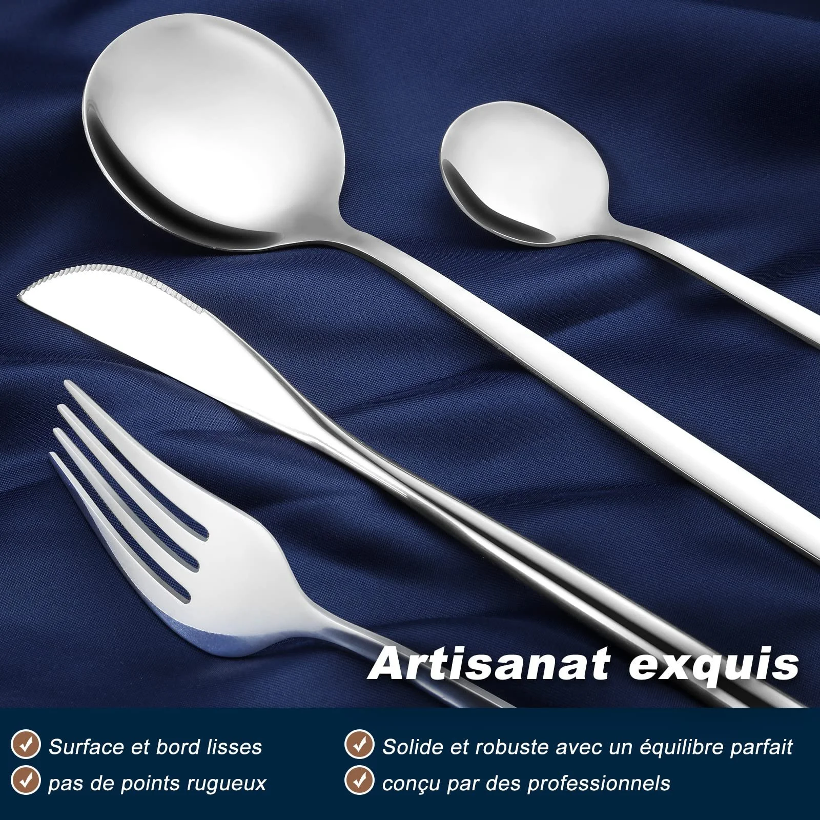 Набір столових приборів Bestdin на 6 персон, 24 предмети, фото №4