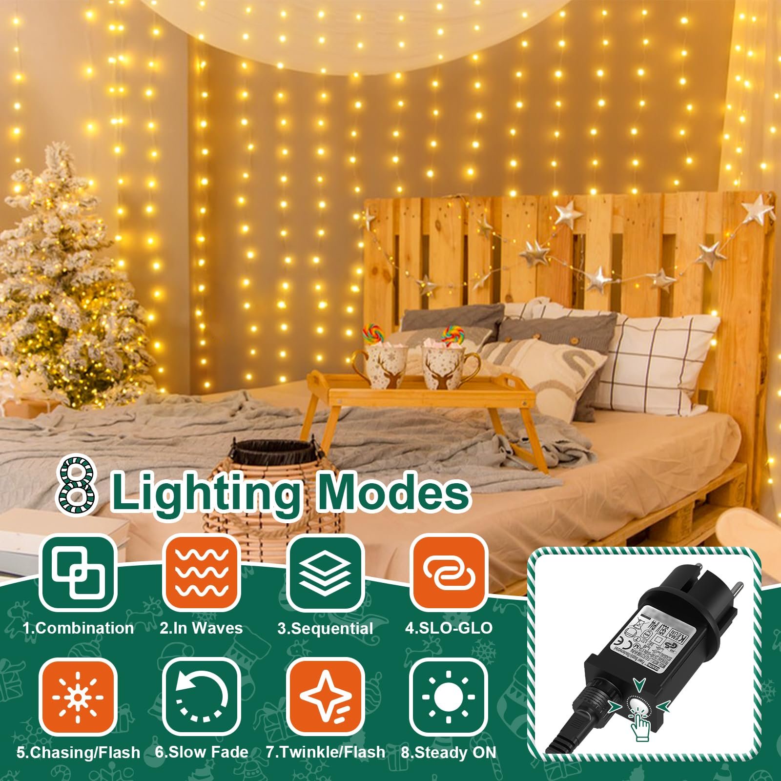 Гирлянда Gcstnn 200 LED 20 м Теплый белый, фото №4