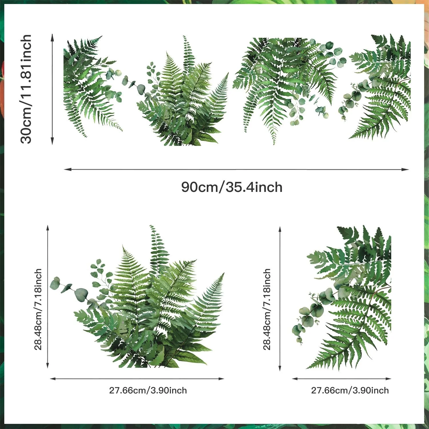 Наклейки на стіну HPNIUB Набір із 4 шт. Зелені рослини Знімні ліани, фото №7