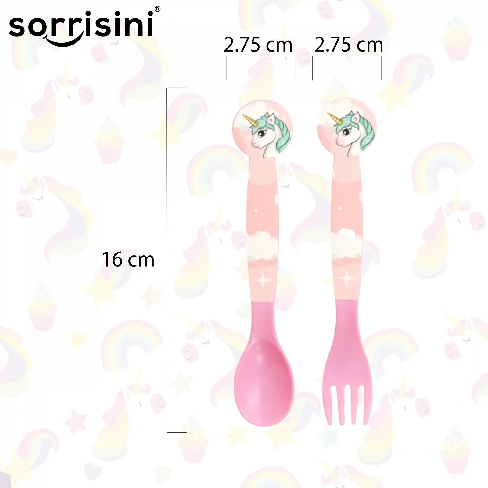 Набор детской посуды Sorrisini Единорог (тарелка, миска, столовые приборы, чашка) из твердого пластика для микроволновой печи, фото №6 Набор детской посуды Sorrisini Единорог (тарелка, миска, столовые приборы, чашка) из твердого пластика для микроволновой печи, фото №6