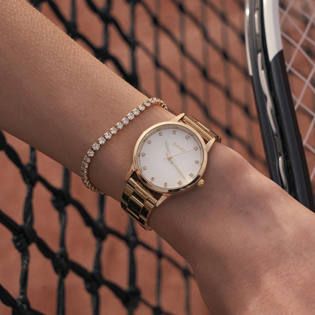 Женские часы BURKER Amy Круглые женские часы с циркониевым браслетом из звеньев Нержавеющая сталь Аналоговый Кварц 3 ATM Водонепроницаемые - 32 мм - Золотой Серебряный Белый, Золотой белый, Браслет, фото №4 Женские часы BURKER Amy Круглые женские часы с циркониевым браслетом из звеньев Нержавеющая сталь Аналоговый Кварц 3 ATM Водонепроницаемые - 32 мм - Золотой Серебряный Белый, Золотой белый, Браслет, фото №4