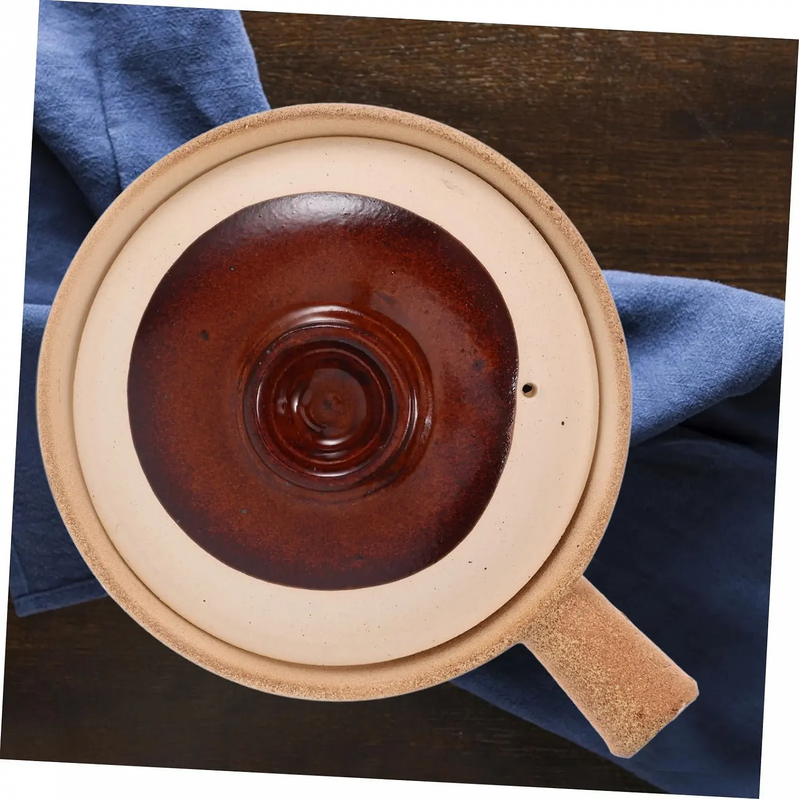 Керамическая кастрюля-казан с крышкой традиционная глиняная для риса, фото №6