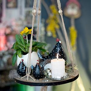 Полиця-гойдалка для рослин Viana деревина макраме джутова мотузка 34 см 84 см натуральний колір synthetic.ua - Фото 1