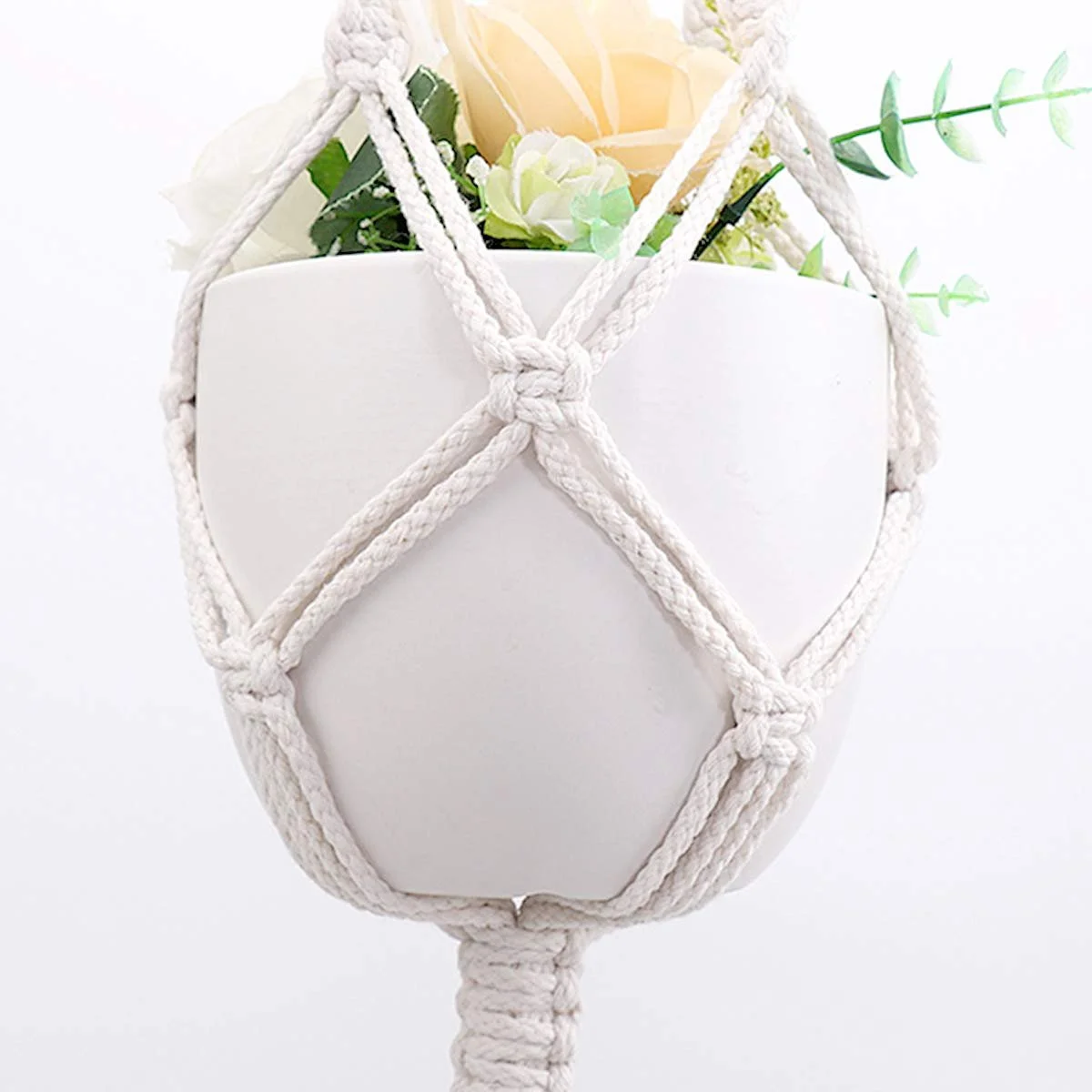 Подвес для растений макраме набор 2 шт 105 см белый, фото №4