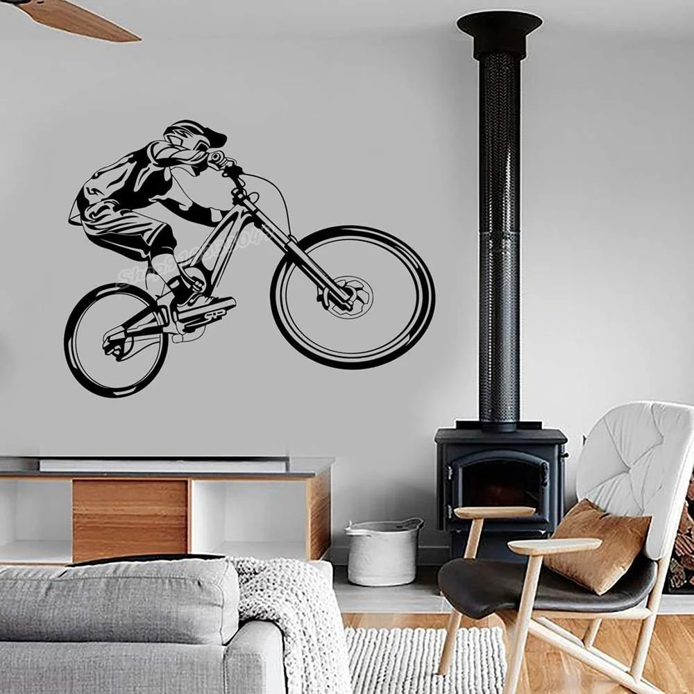 Вінілова наклейка на стіну Mountain Bike Extreme Sports Cycling BMX Bicycle Motocross Modern Garage Home Bedroom Decor 76 x 57 см, фото №1 Вінілова наклейка на стіну Mountain Bike Extreme Sports Cycling BMX Bicycle Motocross Modern Garage Home Bedroom Decor 76 x 57 см, фото №1
