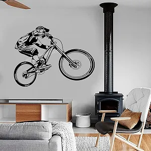 Вінілова наклейка на стіну Mountain Bike Extreme Sports Cycling BMX Bicycle Motocross Modern Garage Home Bedroom Decor 76 x 57 см - Фото 1