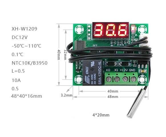 Терморегулятор цифровой термореле KoNO W1209 -50...+110С, фото №5