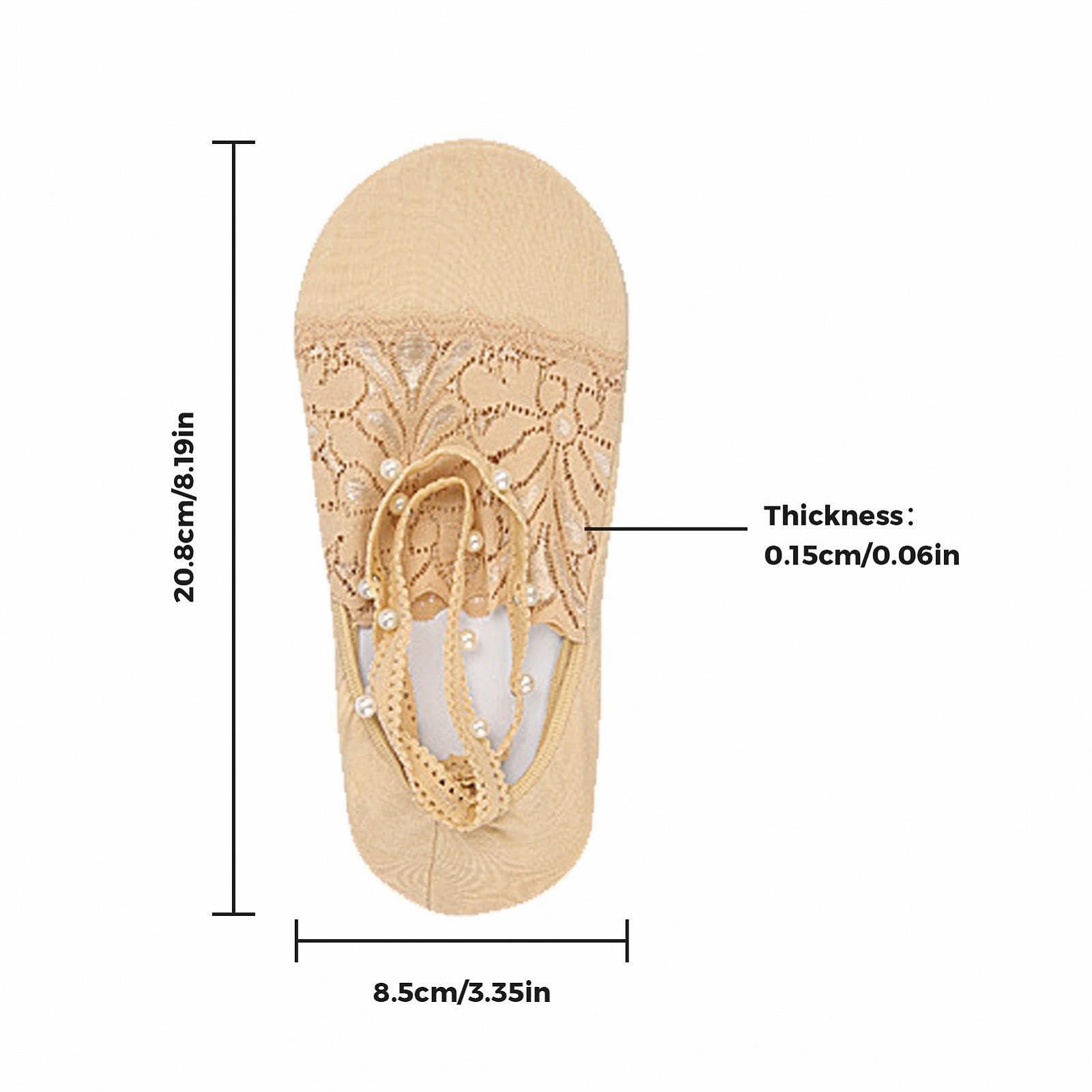 Женские носки-следки кружевные, однотонные телесного цвета, фото №5
