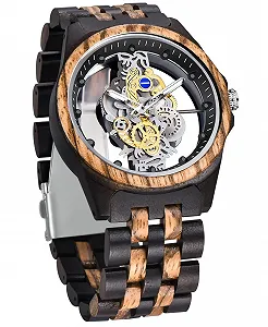 Чоловічий дерев'яний годинник Tiong, дерев'яний бамбуковий, інвертована геометрія - Фото 1