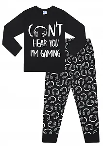 Піжама Бавовняна Довга Can't Hear You're Gaming Чорний для хлопчиків - Фото 1