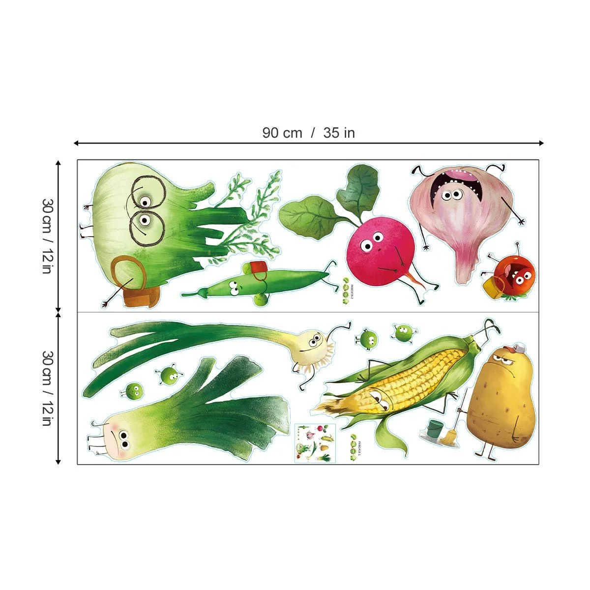 Наклейка на стіну Мультяшні овочі Морква Цибуля для кухні та їдальні, фото №6 Наклейка на стіну Мультяшні овочі Морква Цибуля для кухні та їдальні, фото №6