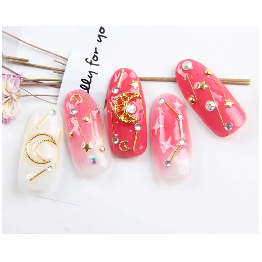 Металлические 3D украшения для ногтей Звезда Луна Золотой, 2 шт, фото №4