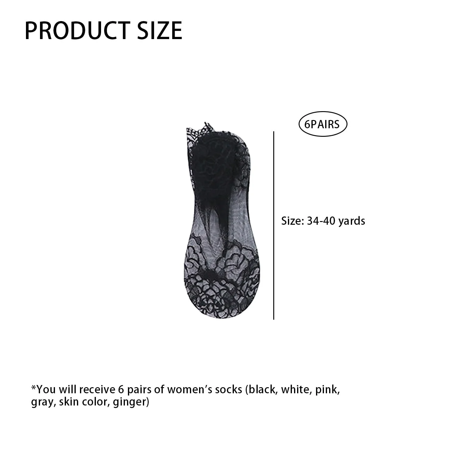 Жіночі шкарпетки, 6 пар, з мереживом, фото №2 Жіночі шкарпетки, 6 пар, з мереживом, фото №2