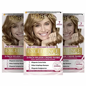 Фарба для волосся L'Oréal Paris Excellence Cream 7 середній блонд, 3 x 268 г - Фото 1