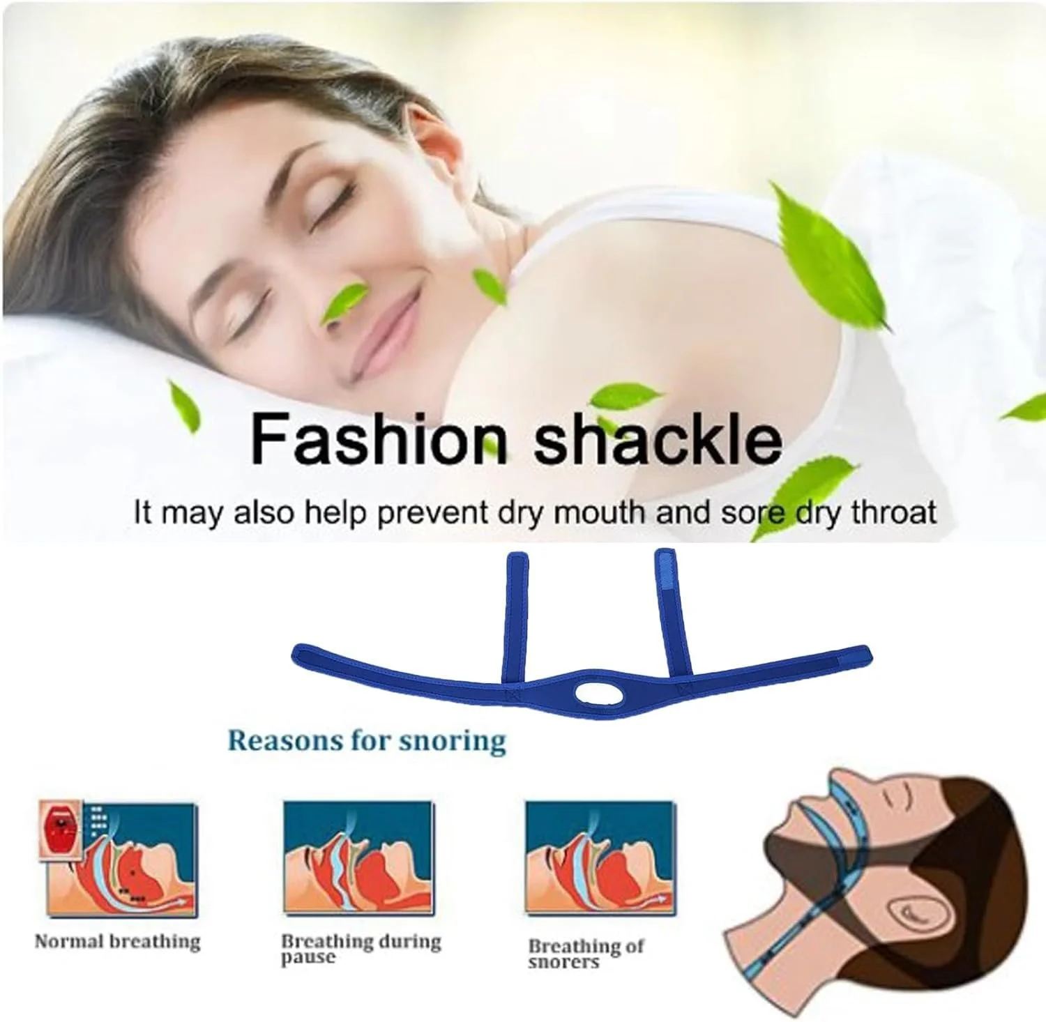 Підборідний ремінь проти хропіння Oraclose,  для чоловіків і жінок, м'який, регульований і дихаючий, фото №4