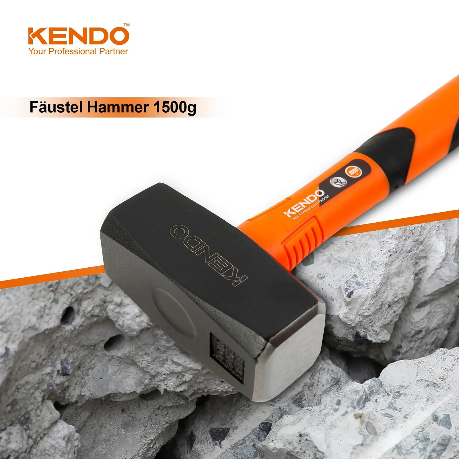 Молоток-кувалда Kendo 1500г сталь CS рукоятка из фибергласа, фото №4 Молоток-кувалда Kendo 1500г сталь CS рукоятка из фибергласа, фото №4